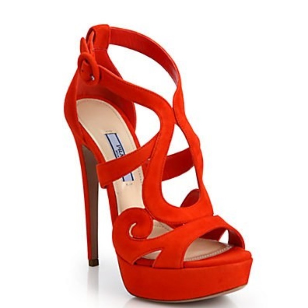 Prada Baroque Red Suede Platform Size 7